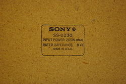 Label for Sony speakers